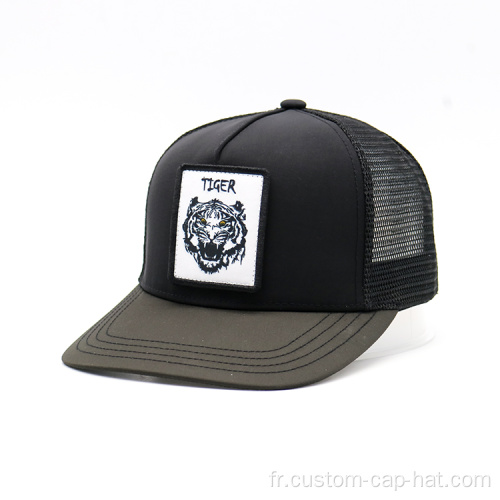 5 Pannel Mesh Cap Woven Trucker Camiker